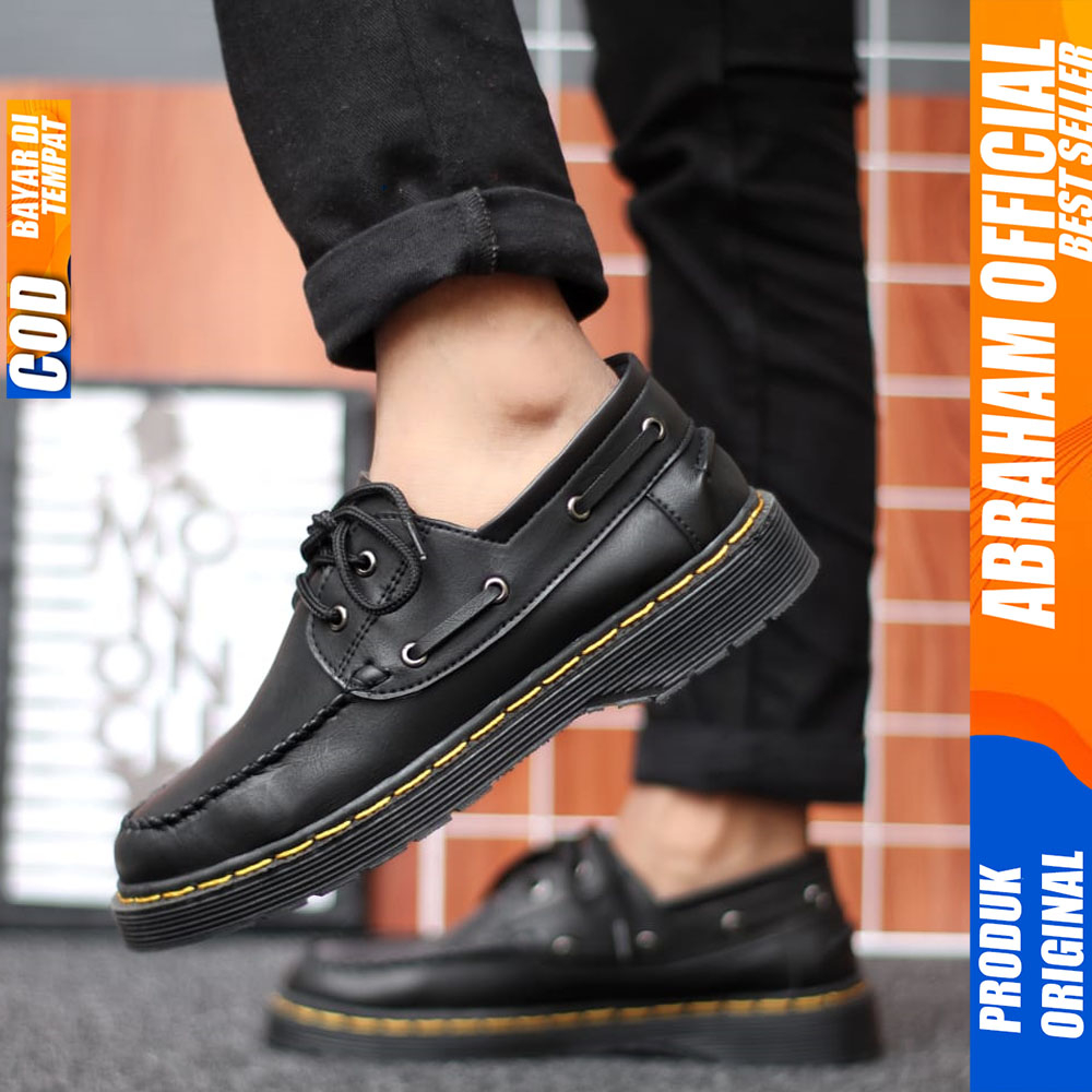 Sepatu Formal Pantofel Pria Docmart Casual Kulit Pu Hitam Kerja Pria