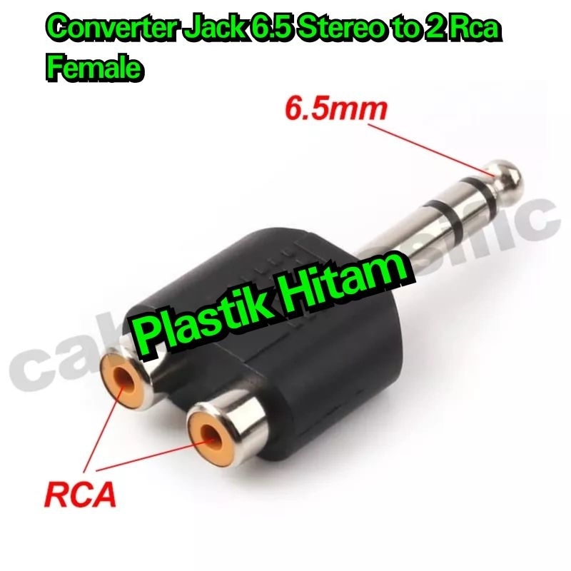 Jack Stereo 6.5 to 2 RCA Converter Jack 6.5 Stereo ke RCA 2 female 6.5 ke rca 2 cewe