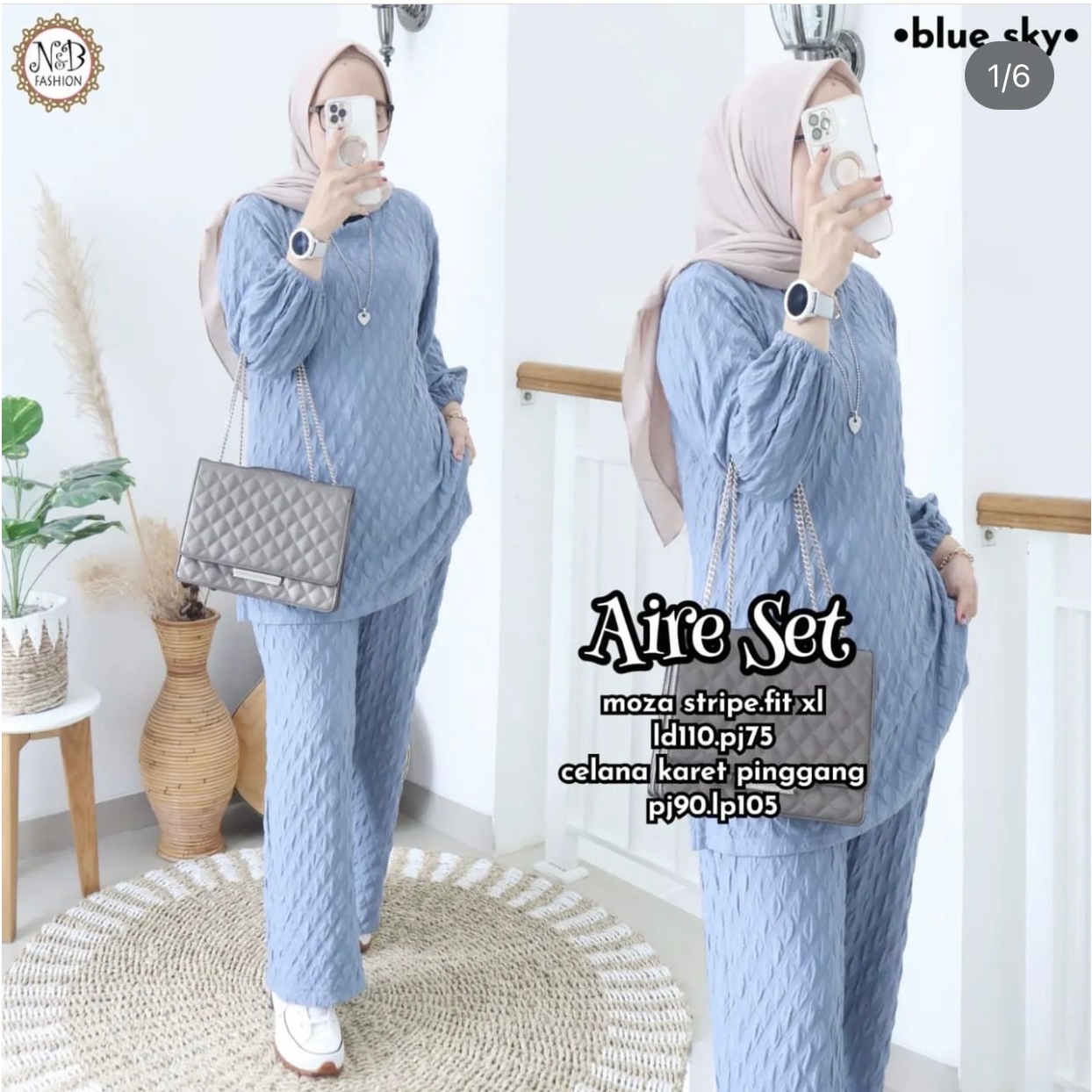 setelan celana wanita kaos knit bubble setcel moza stripe merk clarke