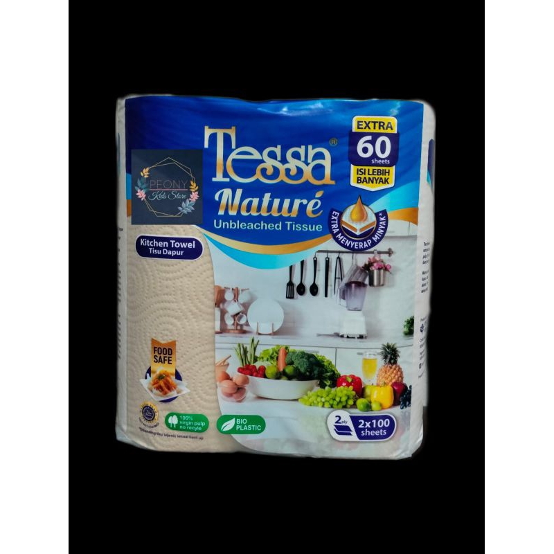 Tissue Dapur TESSA Nature Cokelat unbleached kitchen towel 1roll 100s 2ply / Tisu dapur tesa coklat 1 rol 2 roll