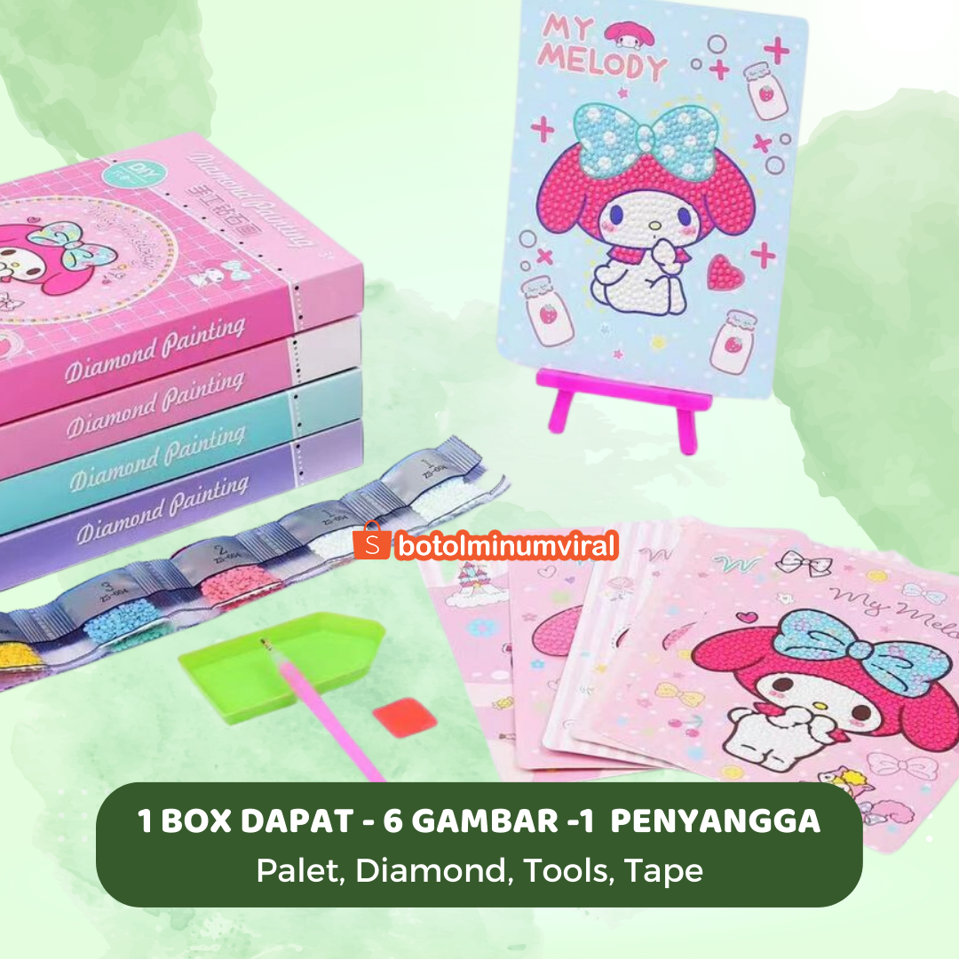 Sticker Diamond Painting DIY Mainan Sparkle Beads Anak Viral Sanrio