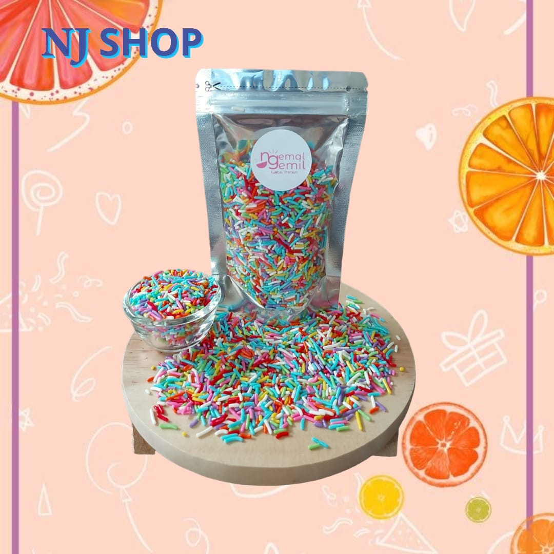 

[Coklat Original] - Meses Pouch Pelangi Meses Butiran Coklat Sprinkle Topping Donut Kue Bolu Kualitas Premium