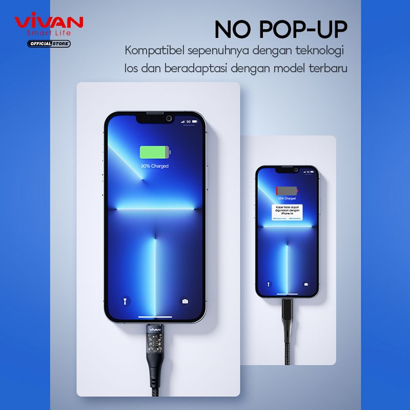 KABEL DATA TYPE C TO IPHONE VIVAN EXPLORE CL 27W FAST CHARGING