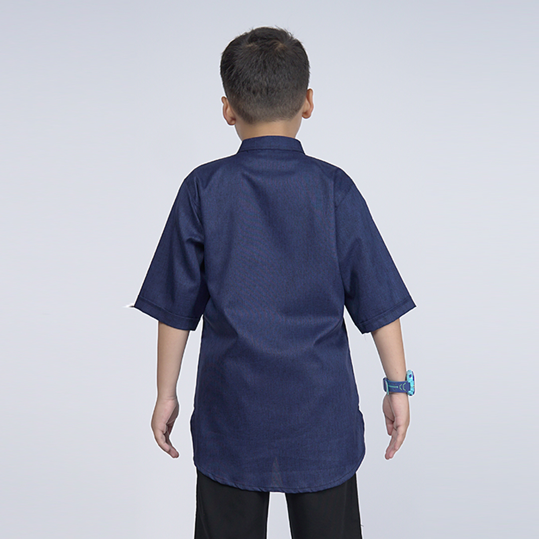 Koko Kurta Anak Laki-Laki Biru Navy | Koko Kurta Madinah Anak 3/4 / Baju Koko Kurta Anak / Khoirummah KIds Usia 2 - 12 Tahun