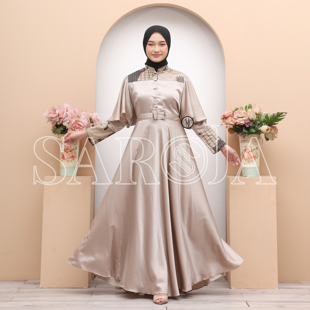 Saroja (057) Couple Gamis Syar'i Maxmara Lux mix Katun Prima Premium