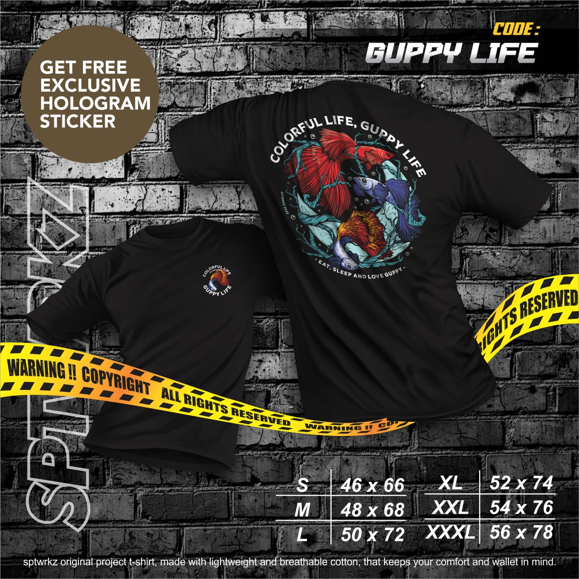 KAOS T-SHIRT PECINTA IKAN GUPI GUPPY/IKAN CERE/IKAN SERIBU/IKAN SUWADAKAR/IKAN CELDUNG/KAOS IKAN HIA