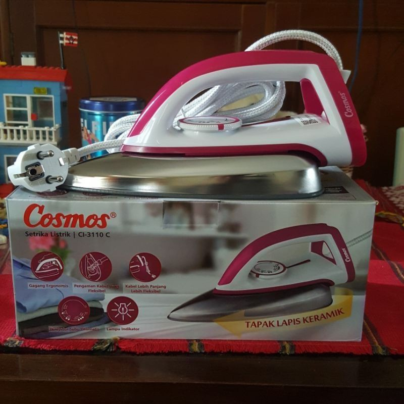 Setrika Cosmos CI-3110-C Berlapis Keramik Anti lengket setrika Cosmos Setrika Listrik Setrika Cosmos Kering Berlapis Keramik Anti lengket