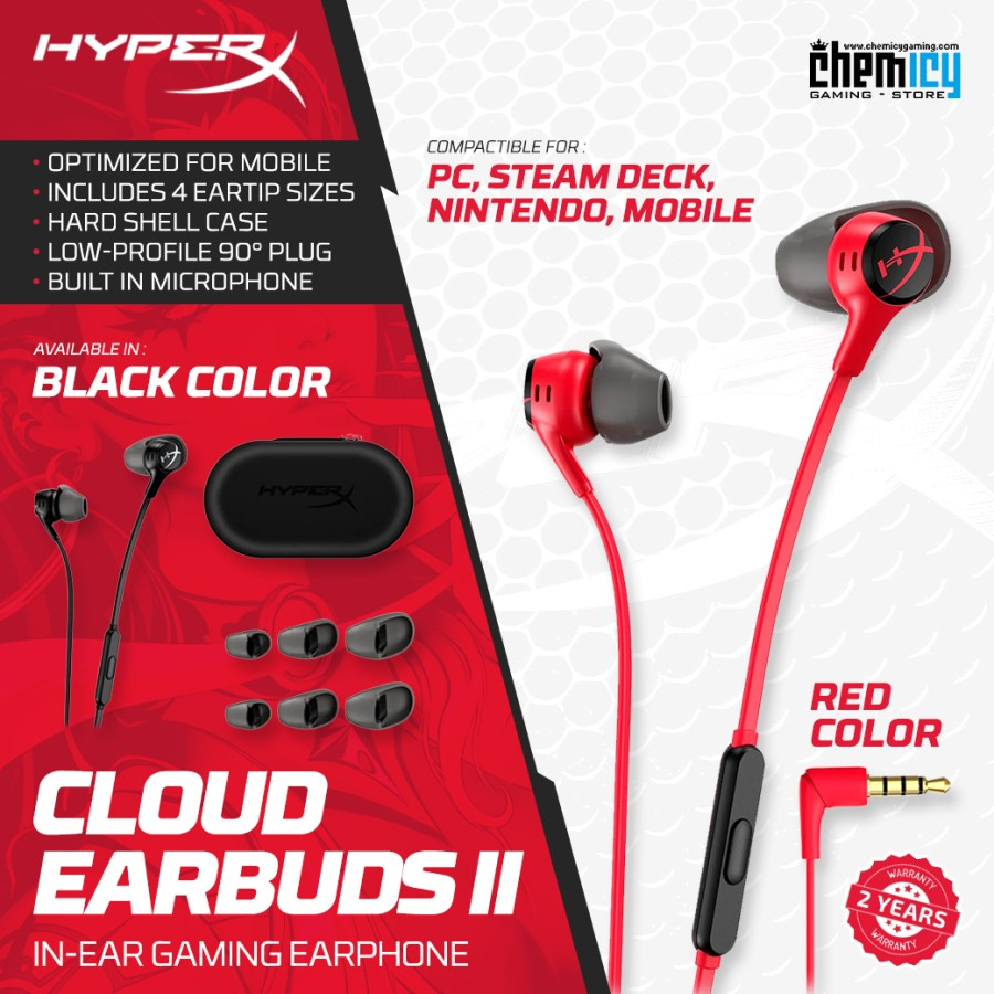 HyperX Clouds Earbuds II / Earbuds 2 In Ear Gaming Headphones with Mic