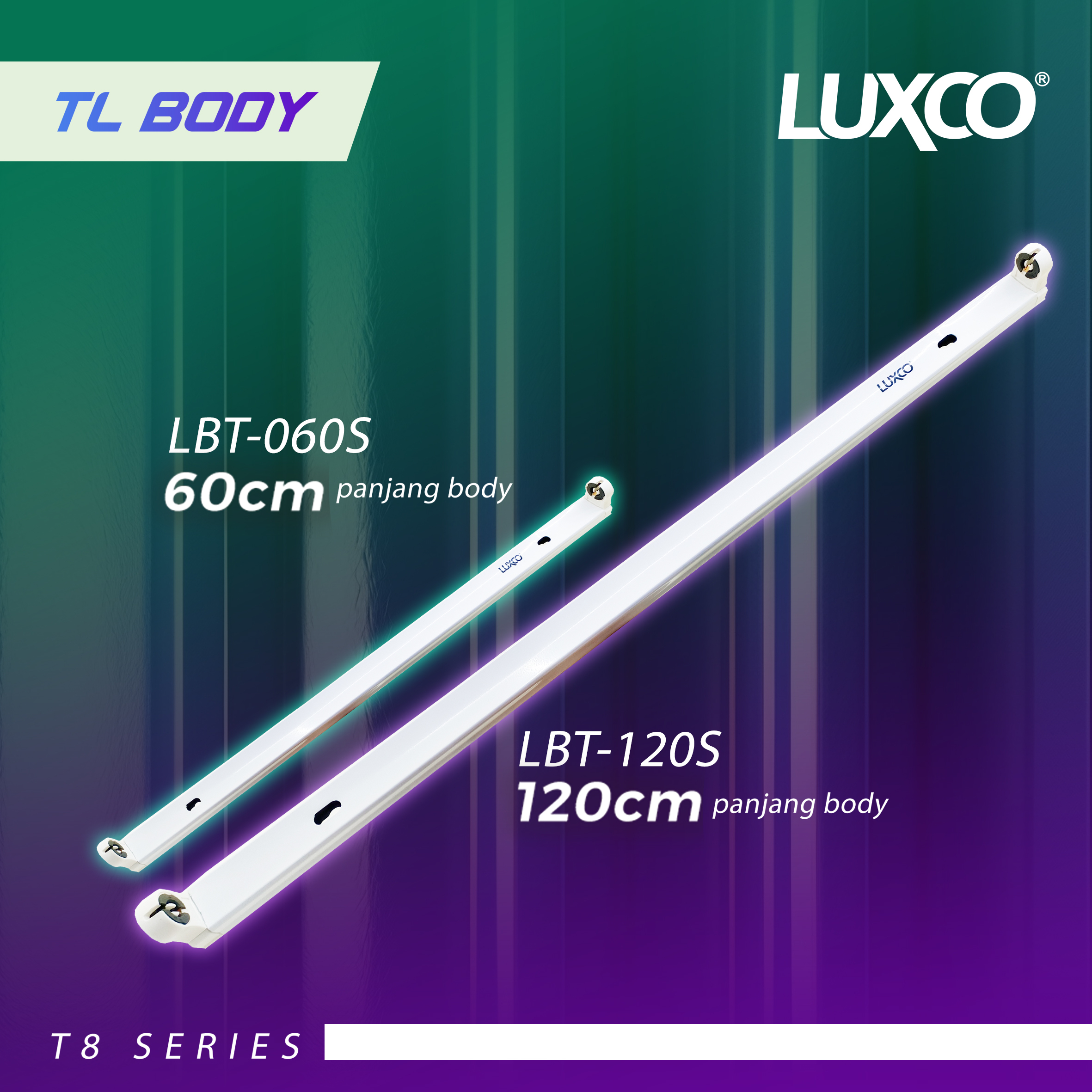 Lampu LED Neon T5 1 SET SAMA LAMPU LED WARNA WARNI Tube Merk Luxco Warna putih/Lampu neon led 20W + BODY