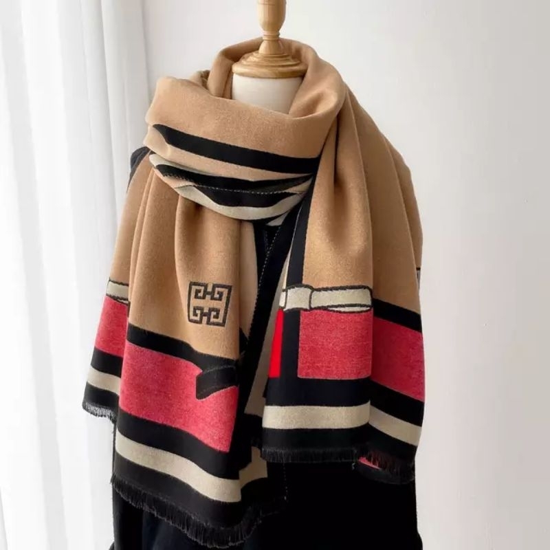 Winter Scarf Burbery Cashmere Syal Wol