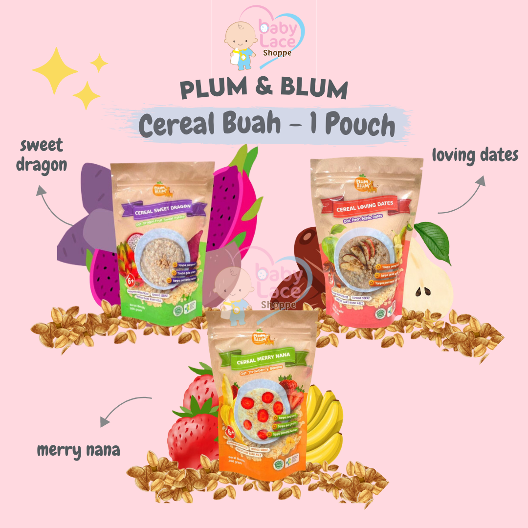 Plum&Blum Cereal Buah Mpasi Pisang / Apel / Kurma - 1 Pouch 150gr
