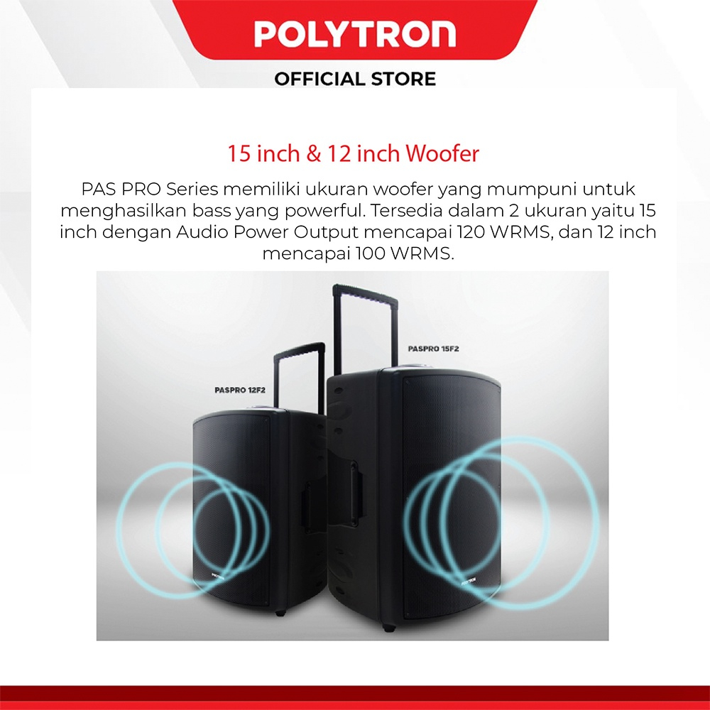 Speaker Active Bluetooth Polytron PAS PRO12F2 /-FM