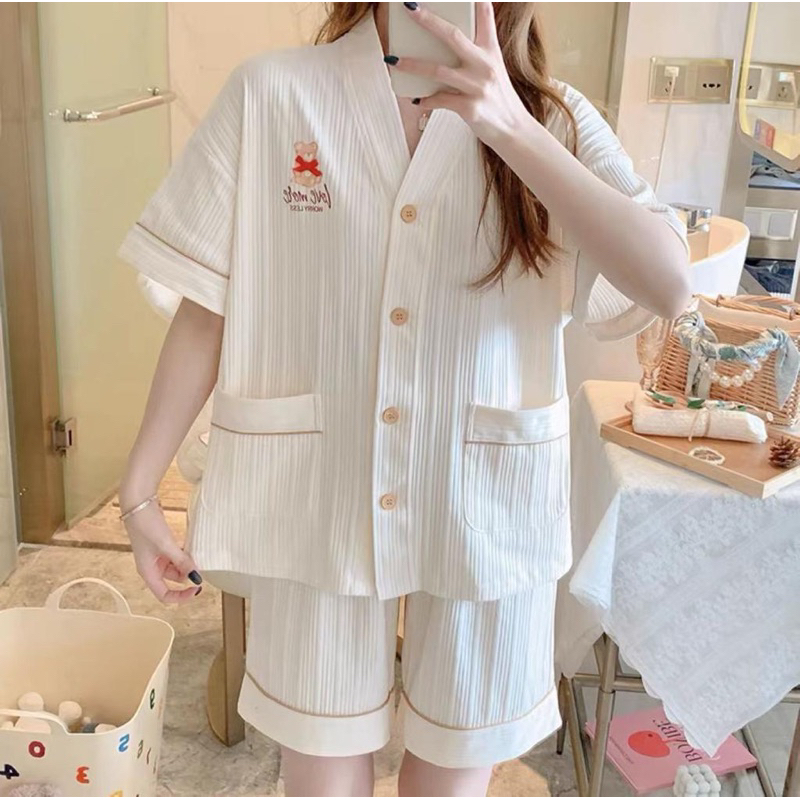 STELAN OVER SIZE KAOS Baju tidur set loose shirt  fashion import hp