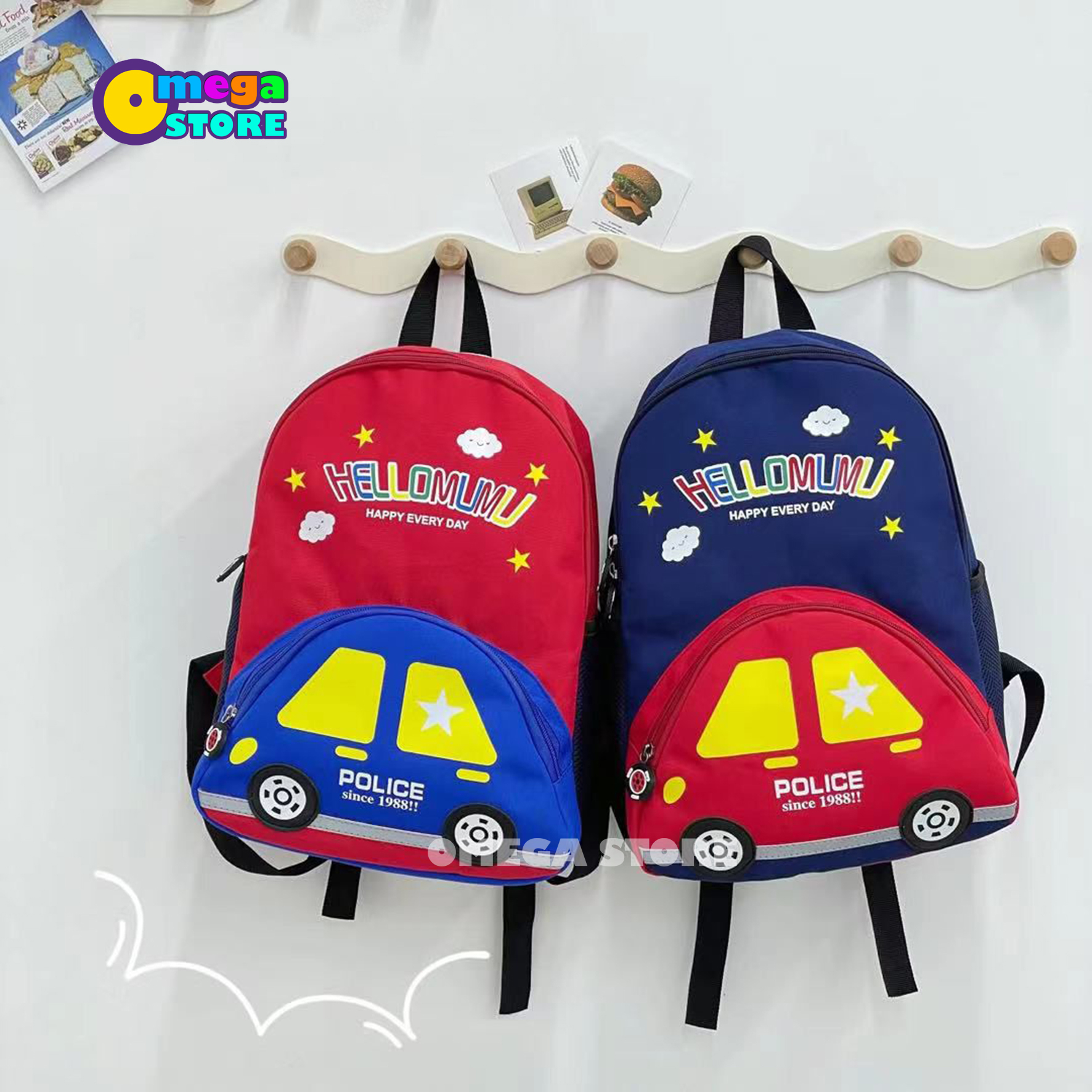 [O&amp;S] Tas Ransel Anak TK/SD Tas Punggung Karakter Car PoliceTas Backpack Terbaru-OS302