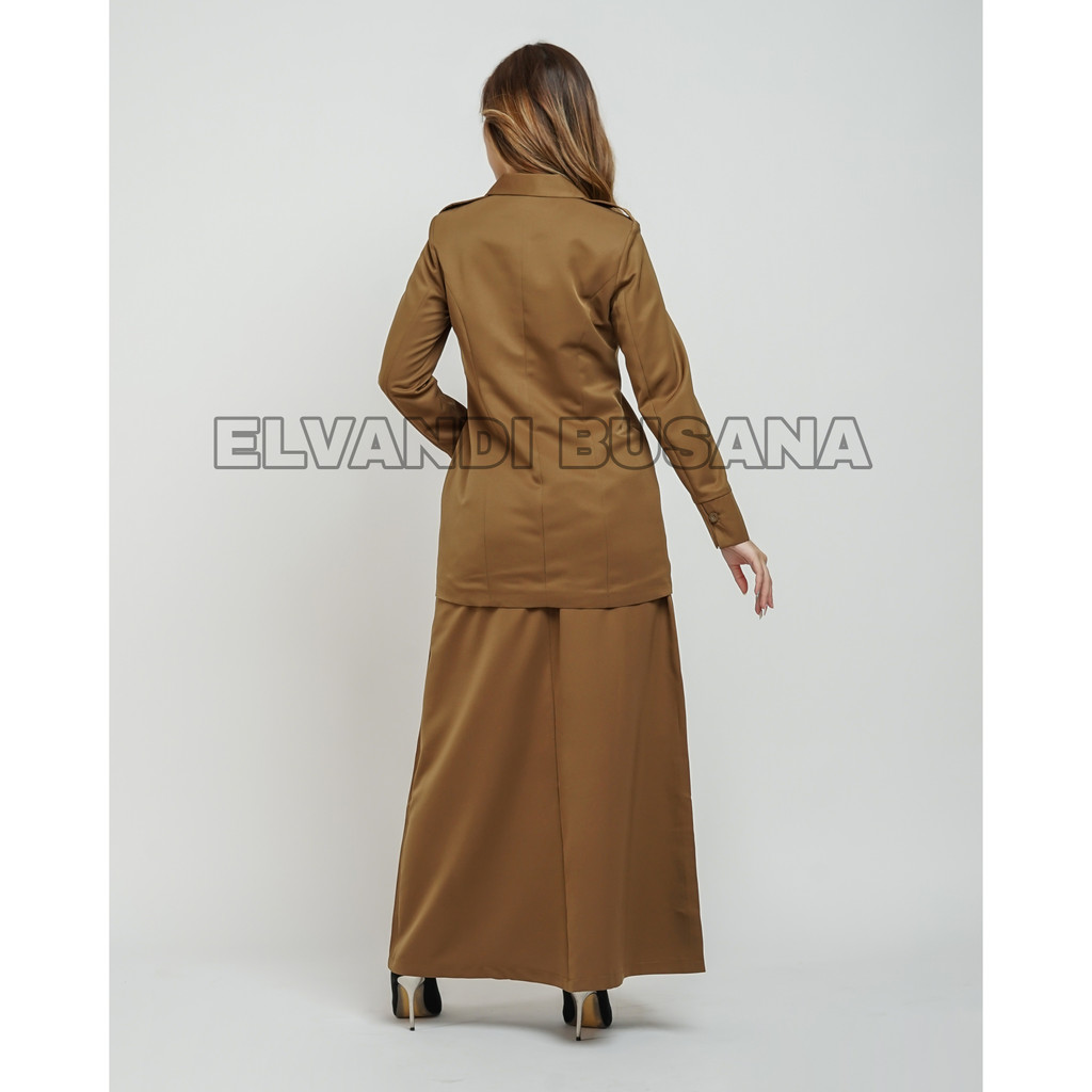 BLAZER WANITA B&amp;V LYNELLE / Seragam PNS / Baju PDH PNS Wanita / Baju Dinas Pemda Wanita / Baju Khaki PNS Wanita / Seragam ASN Wanita / Baju Guru Wanita - 7009 Pemda Aceh / Coklat Tua Gelap