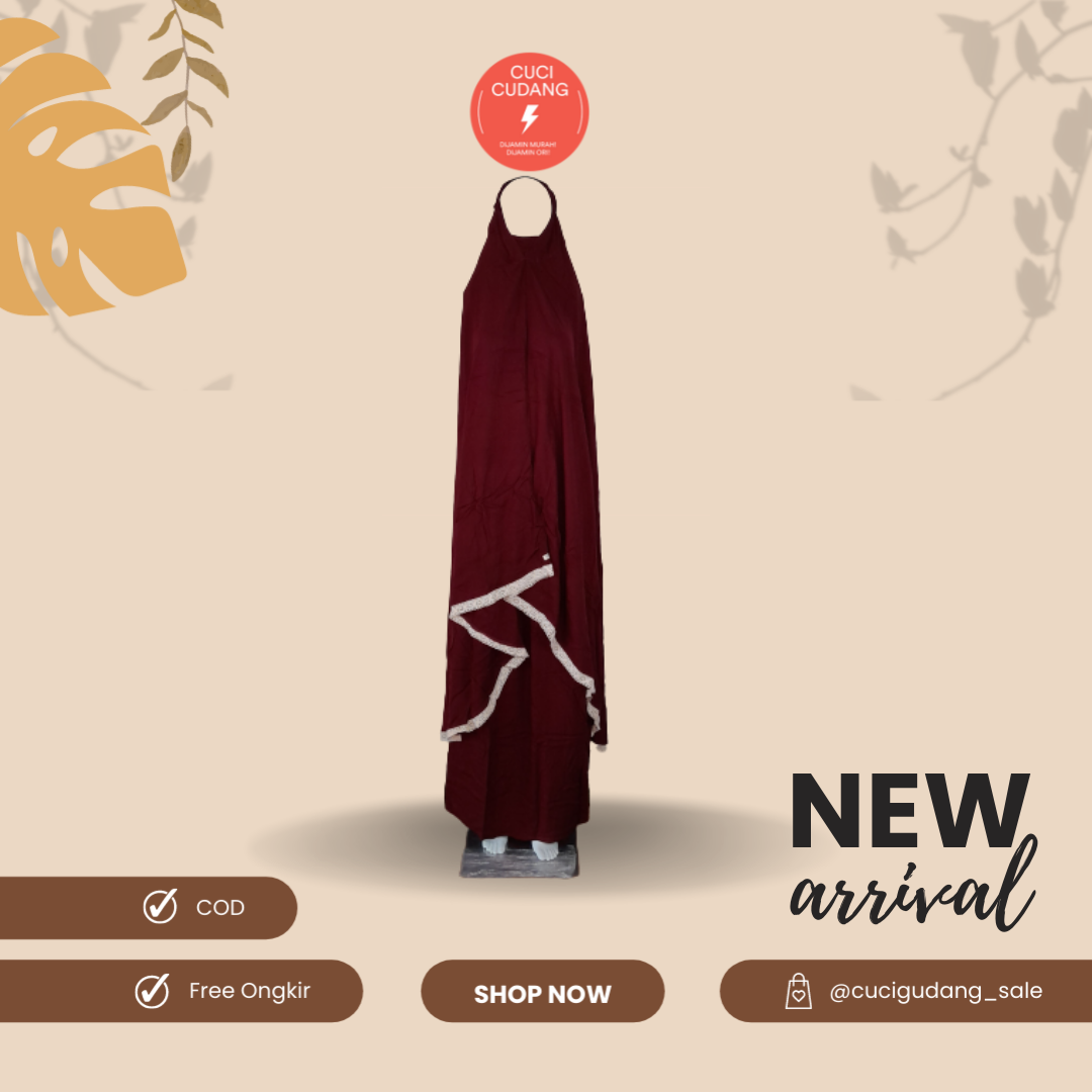 Mukena Nabila Renda Katun Polos - Maroon