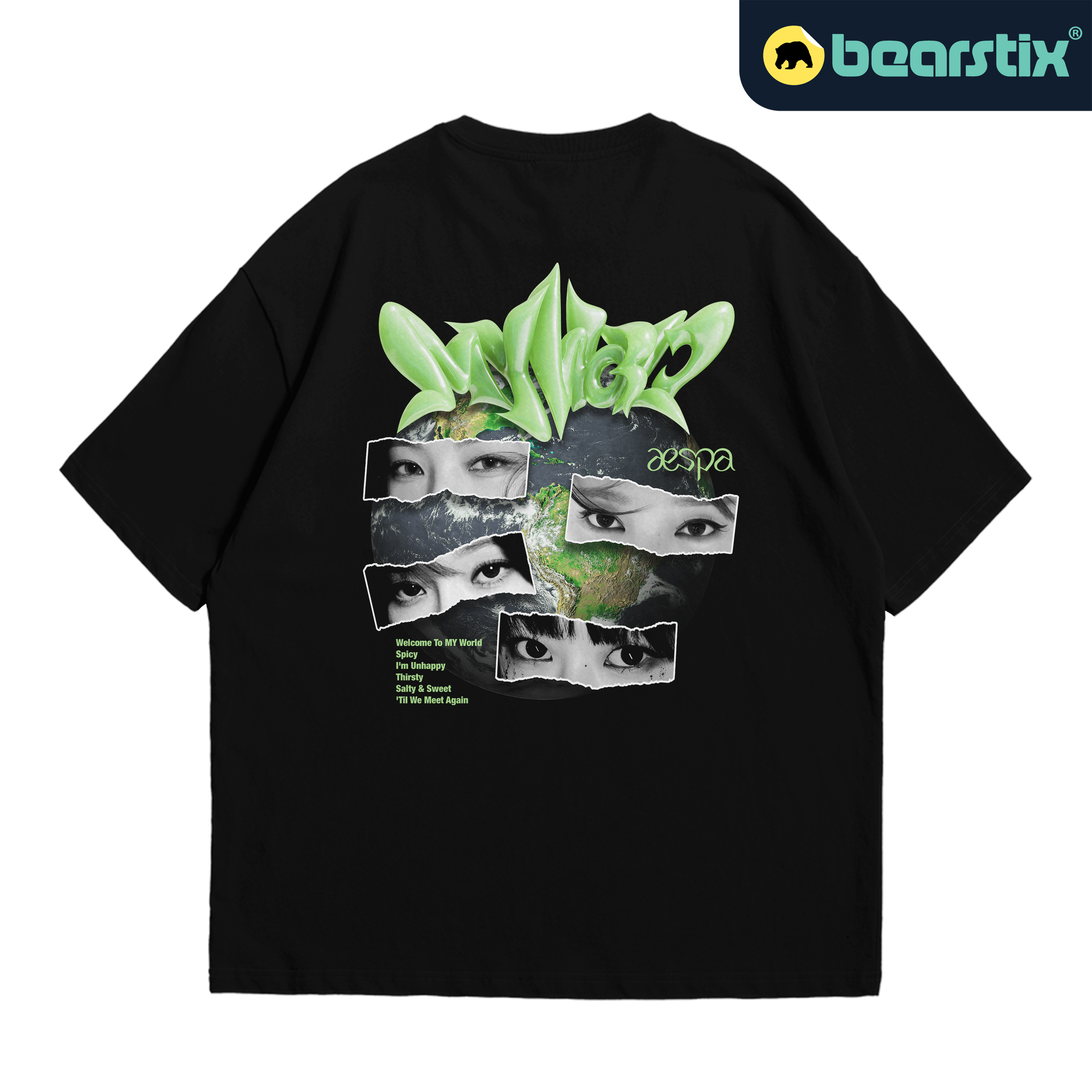 BEARSTIX - Tshirt Oversize Aespa My World - Kaos Karina Winter Giselle Ning Ning - Baju Spicy
