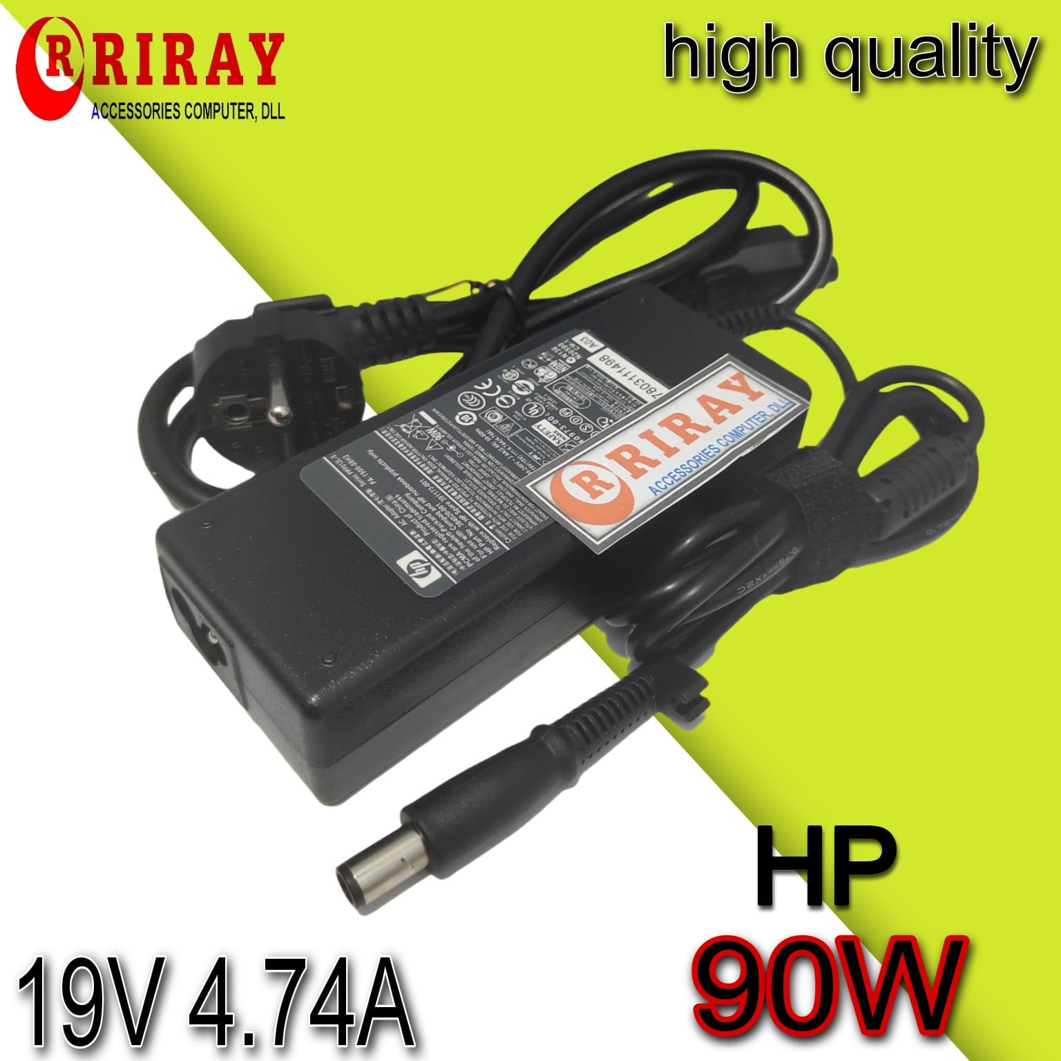 Charger Laptop HP EliteBook 8440p 8460p 8540p 2540p 2560p 2570p 6930p 19V-4.74A Hitam