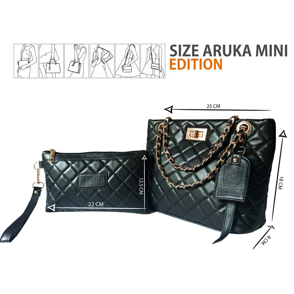 TAS ARUKA MINI EDITION GOLD - FREE HAND BAG - TAS PAKETAN SELEMPANG WANITA