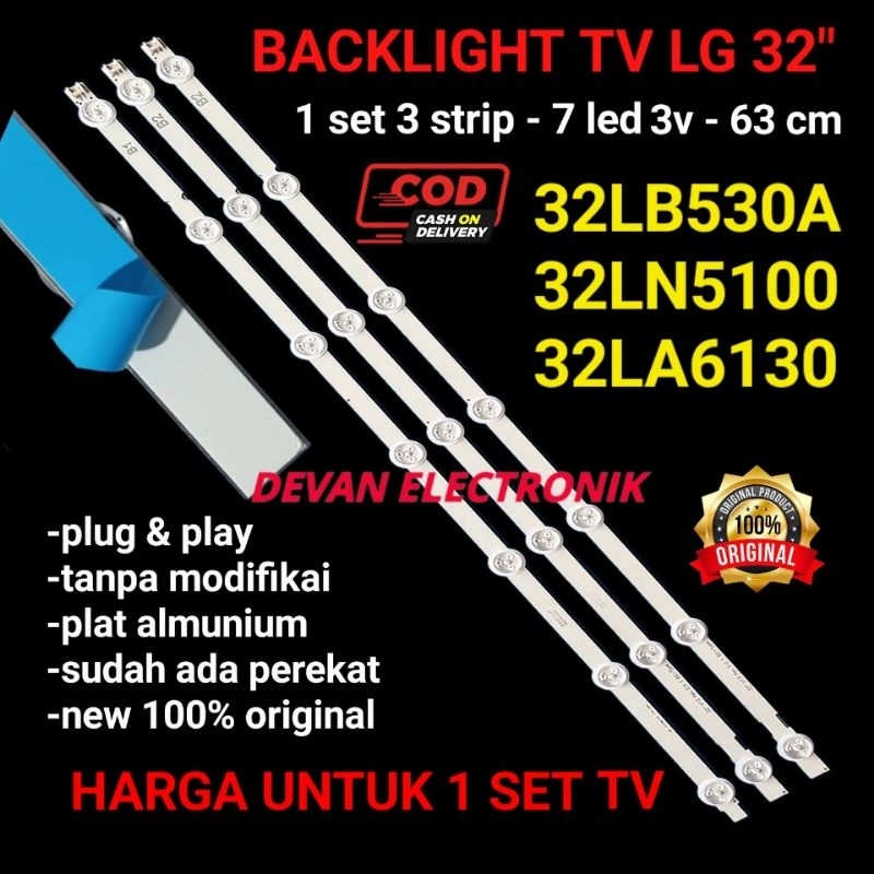 Lampu led backlight tv LG 32inch 7k 3v  7 led 3volt / led LG32LB530A  origional