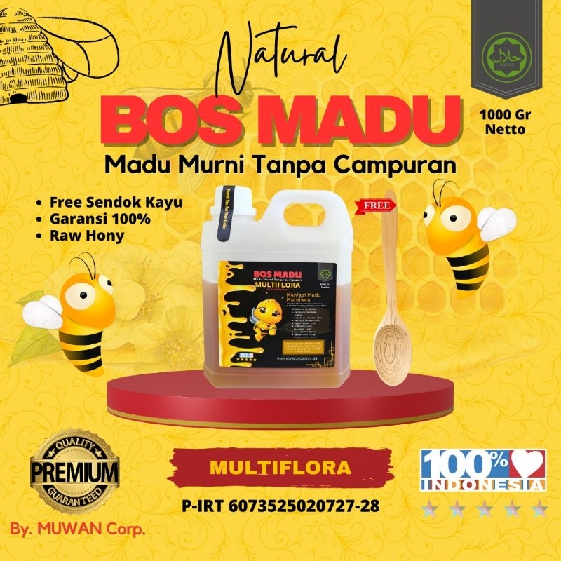 

BOS MADU | Madu Murni Tanpa Campuran 1Kg Multiflora | 100% Madu Murni
