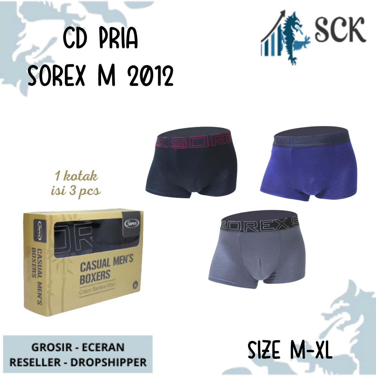 [ISI 1] CD Pria SOREX 2012 Model Boxer Cowok / Boxer Pria Cowok SOREX - sckmenwear GROSIR