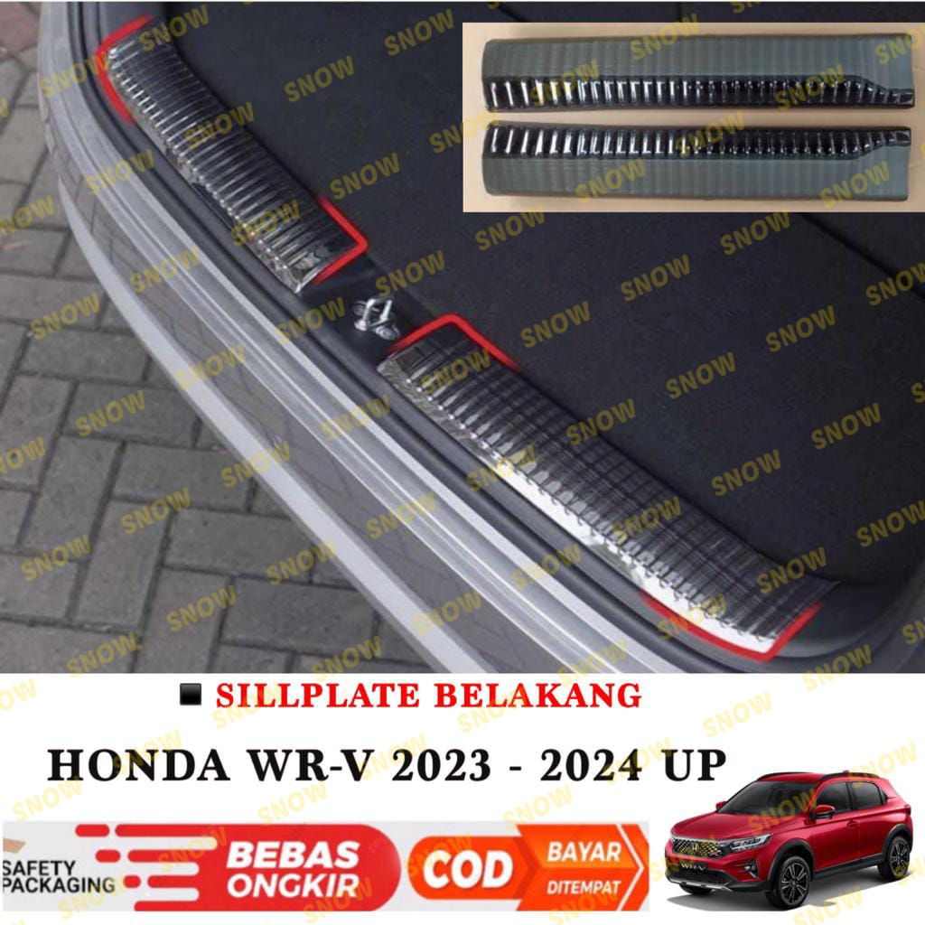 Sillplate Belakang Mobil Honda WRV WR-V 2022 2023 2024 Stainless Hitam