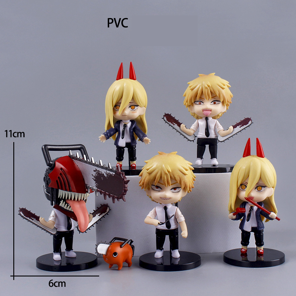 Action figure Chainsaw Man satu set 6 pcs PVC