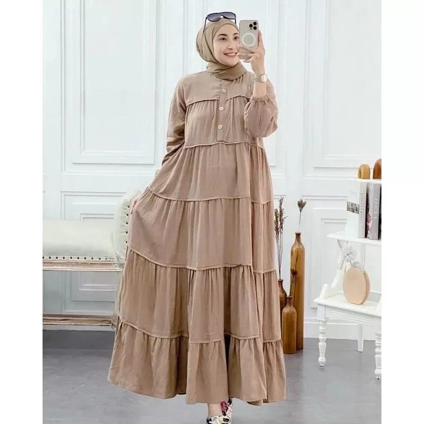 Gamis Remaja Kekinian Inara Dress Polos Gamis Crinkle Premium Baju Wanita Jumbo