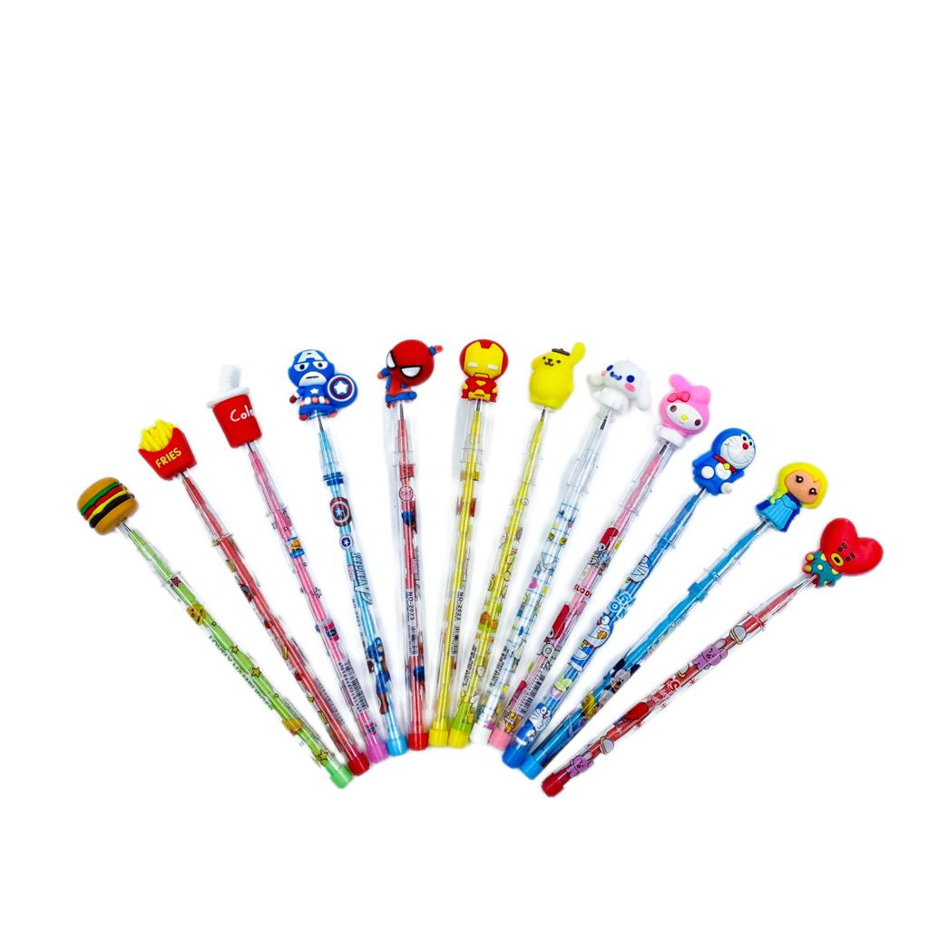 

( DAPAT 1 PENSIL ) Pensil Bensia Sambung Susun Disney Sanrio Avenger Frozen BTS Karakter