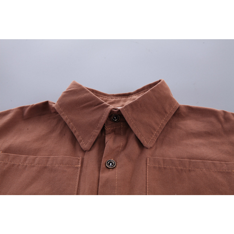 Setelan keren import premium lengan panjang motif kemeja BROWN ala korea usia 6 bulan sampai 5 tahun