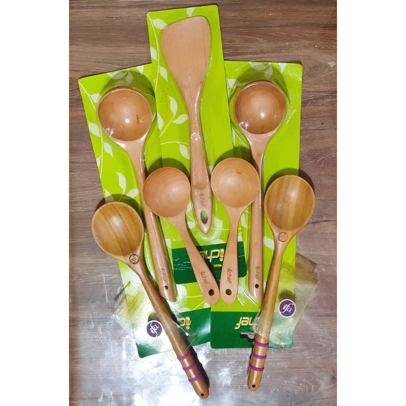 ICHEF IFA COOKWARE SPATULA - SUTIL - SENDOK - CENTONG NASI SAYUR SOUP BAHAN KAYU KUALITAS TERBAIK HA