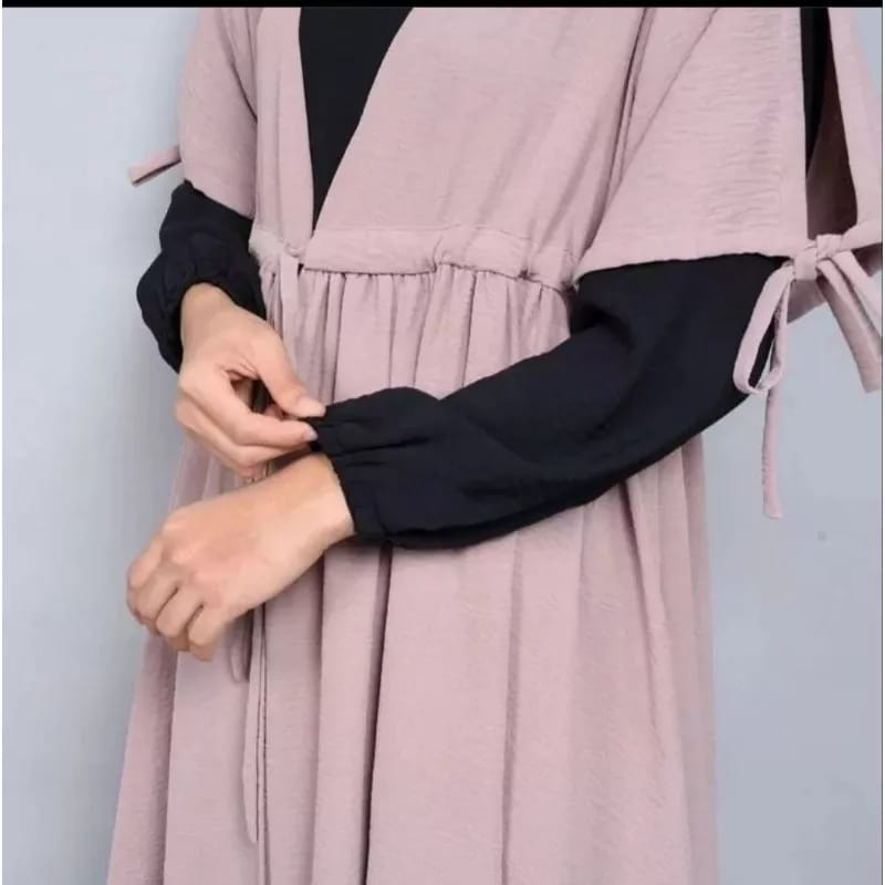 Gamis Outer Crinkle Airflow Faiza Set Gamis Dewasa Kekinian Dress Wanita Fashion Muslim Baju Wanita Jumbo