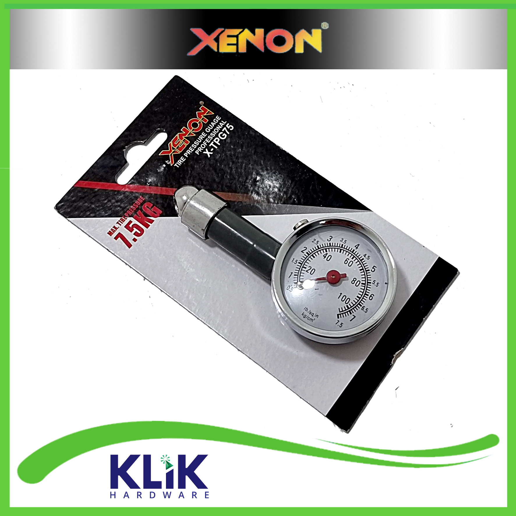 Xenon Alat Ukur Tekanan Angin Ban 100 Psi - Tire Pressure Gauge Dial Ukuran Angin Bulat