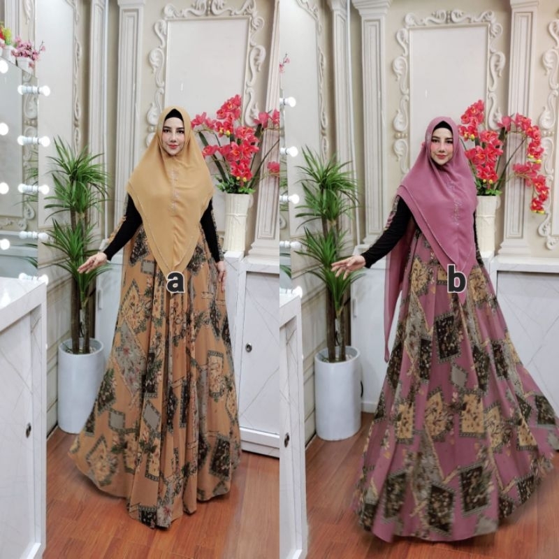 T961 ALIQA SYARI GAMIS SET KHIMAR HIJAB SOFT PET ANTEM WANITA MUSLIMAH KEKINIAN VIRAL ORIGINAL REAL 