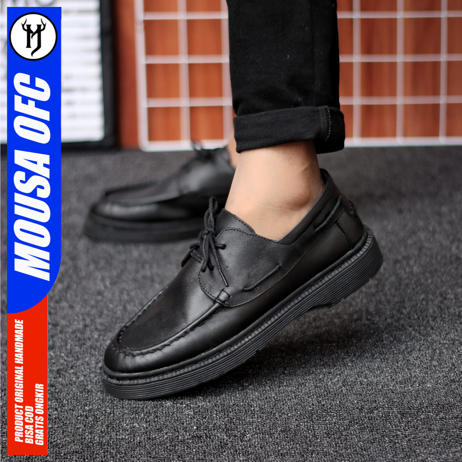 MOUSA Sepatu Boots Docmart Pantofel Formal Kulit Asli Kerja Pria Baltir