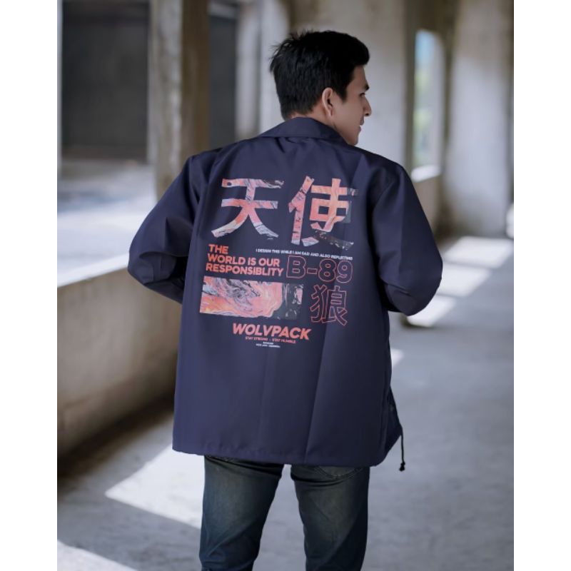 JACKET COACH KAGUYA NAVY WOLVPACK STREETWEAR