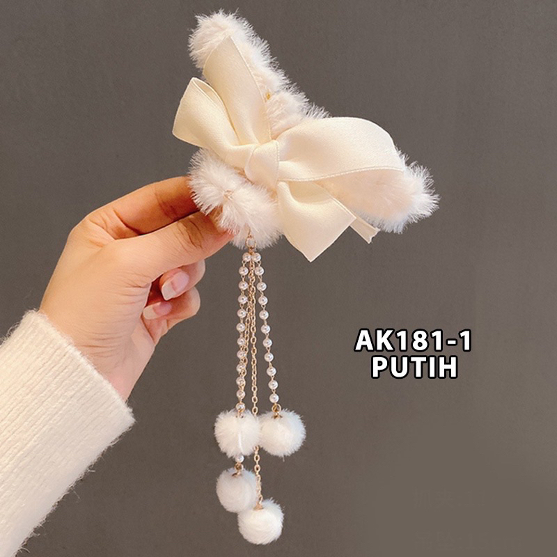 Jepit Rambut Jedai Korea Perempuan Dewasa Pita Rumbai Pompom Aksesoris Hiasan Rambut Import AK181