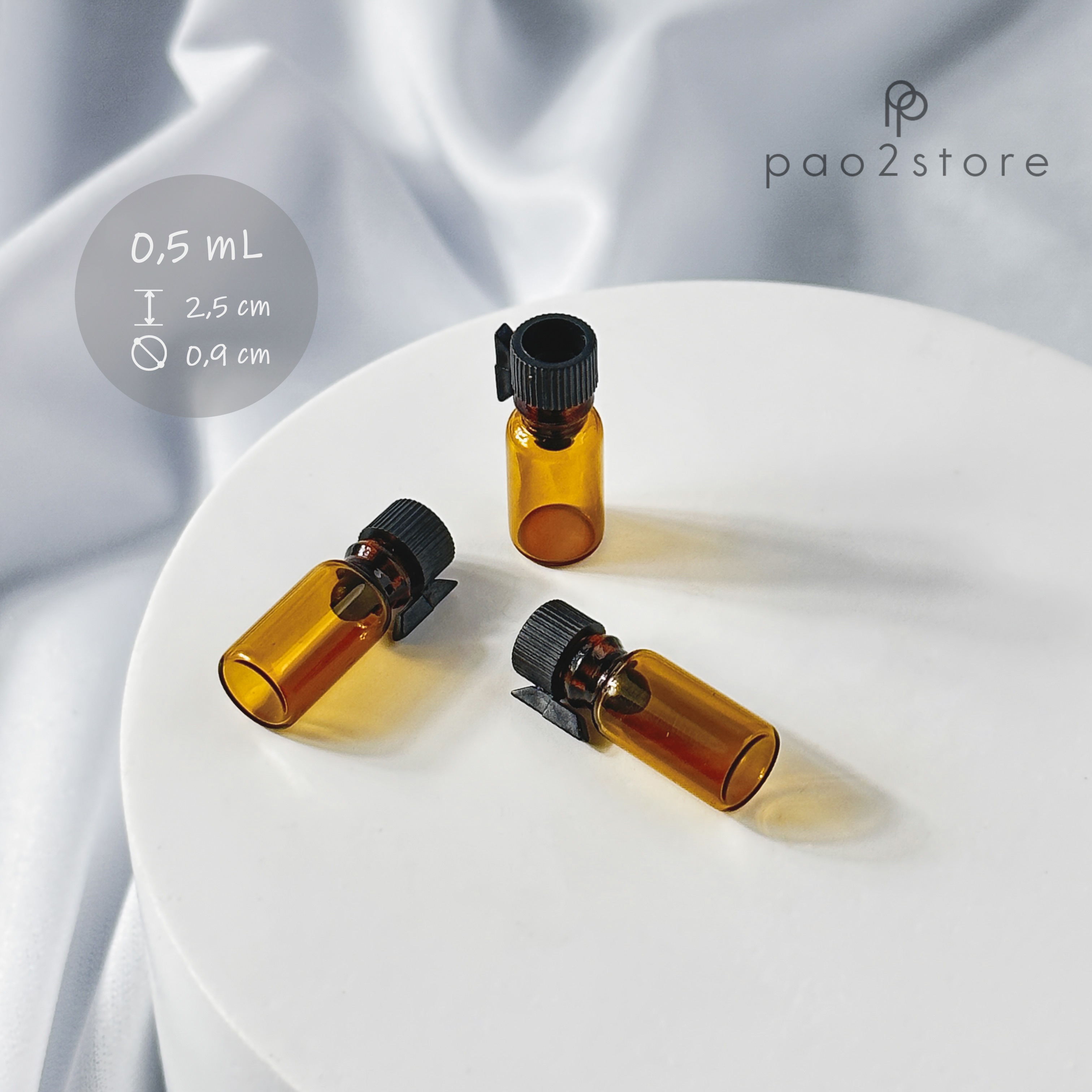 [1000 PCS] Vial 0,5ml AMBER Botol Kaca Coklat Tester Sample Parfum Oles model Stik Panjang Lidi