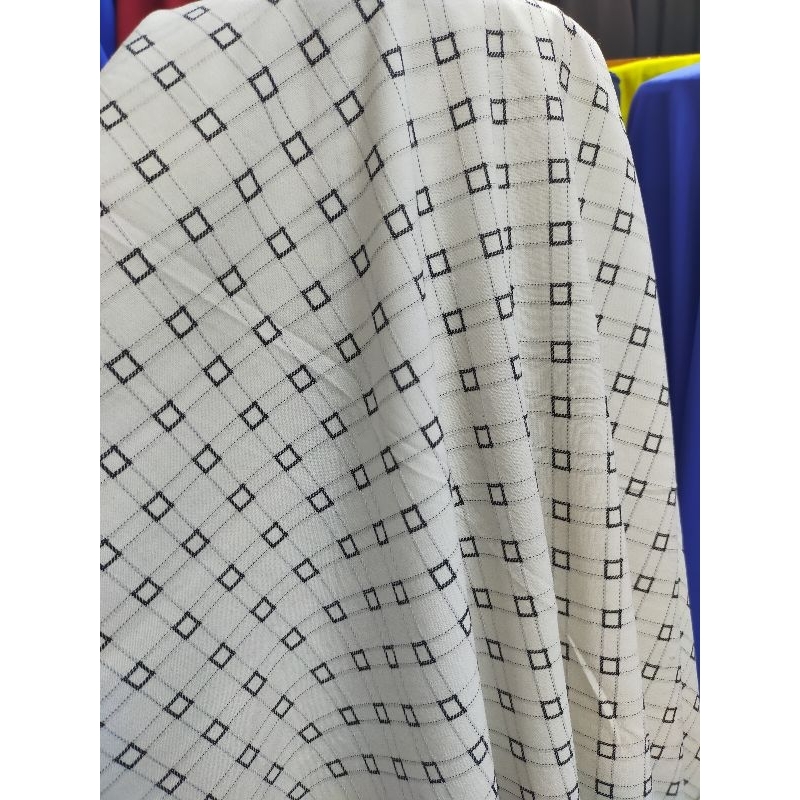 Bahan kain semi wool kotak