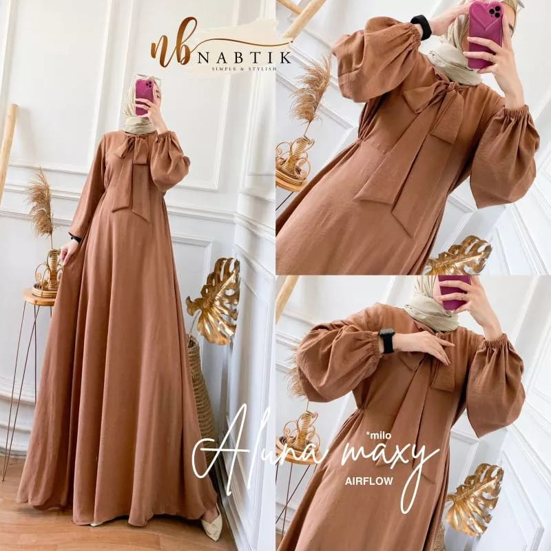 GAMIS ALUNA  GOWN TERBARU GAMIS CRINKLE AIRFLOW GAMIS SERIES