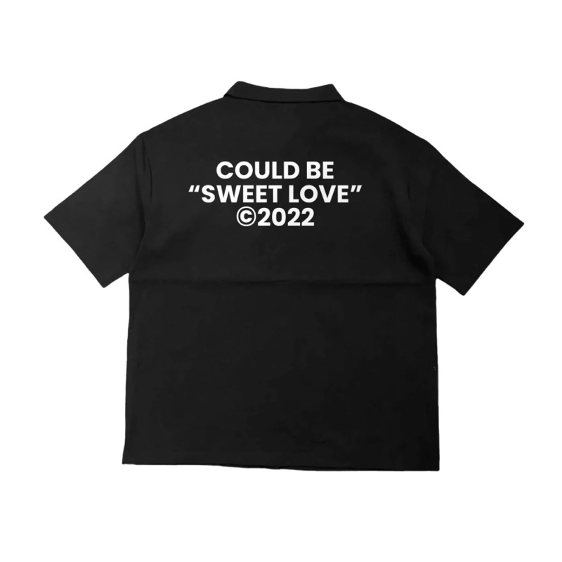 Workshirt Boxy Sweet Love Shirt Hitam Unisex Neophyte