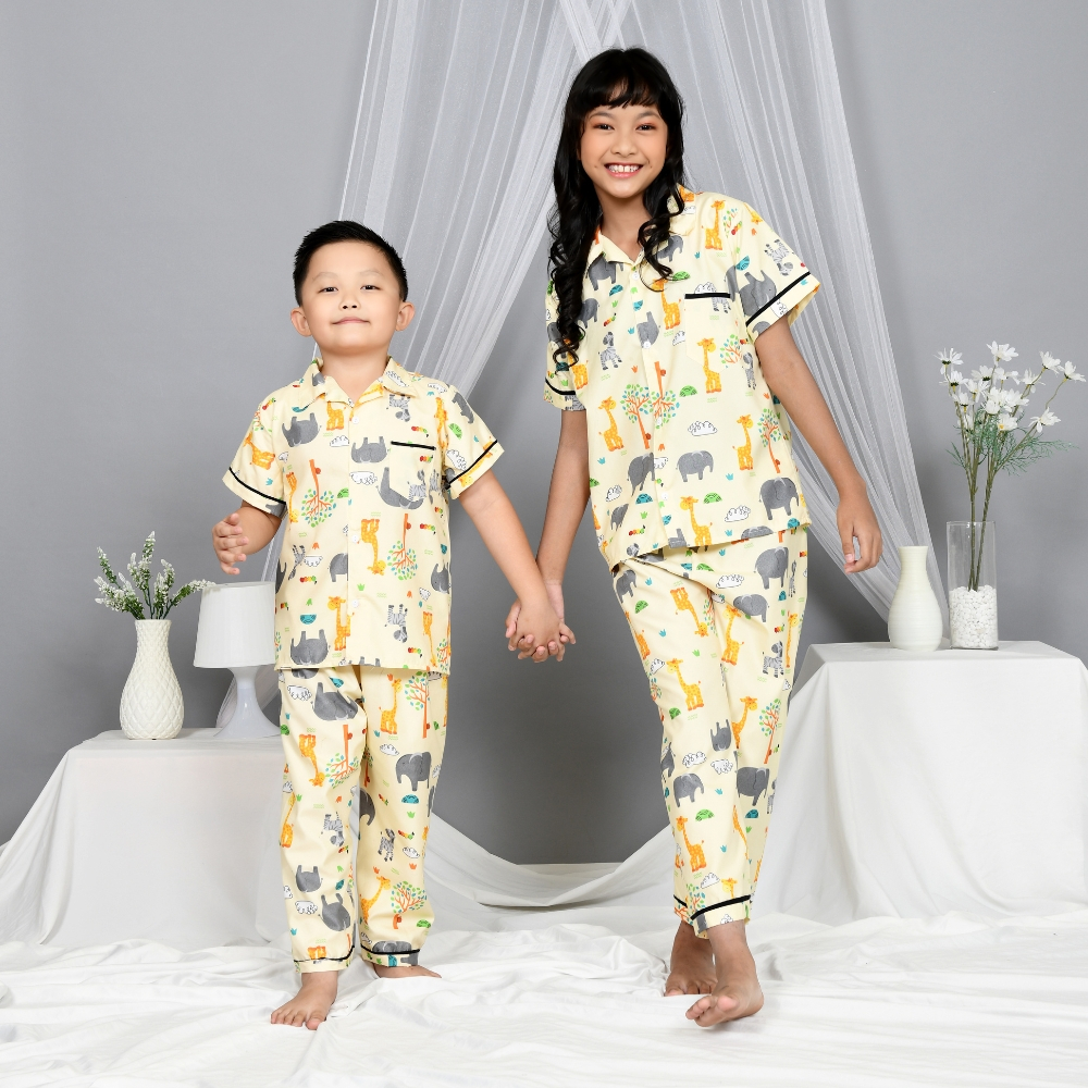 Setelan Piyama Anak Laki Perempuan Motif Hewan Baju Tidur Couple