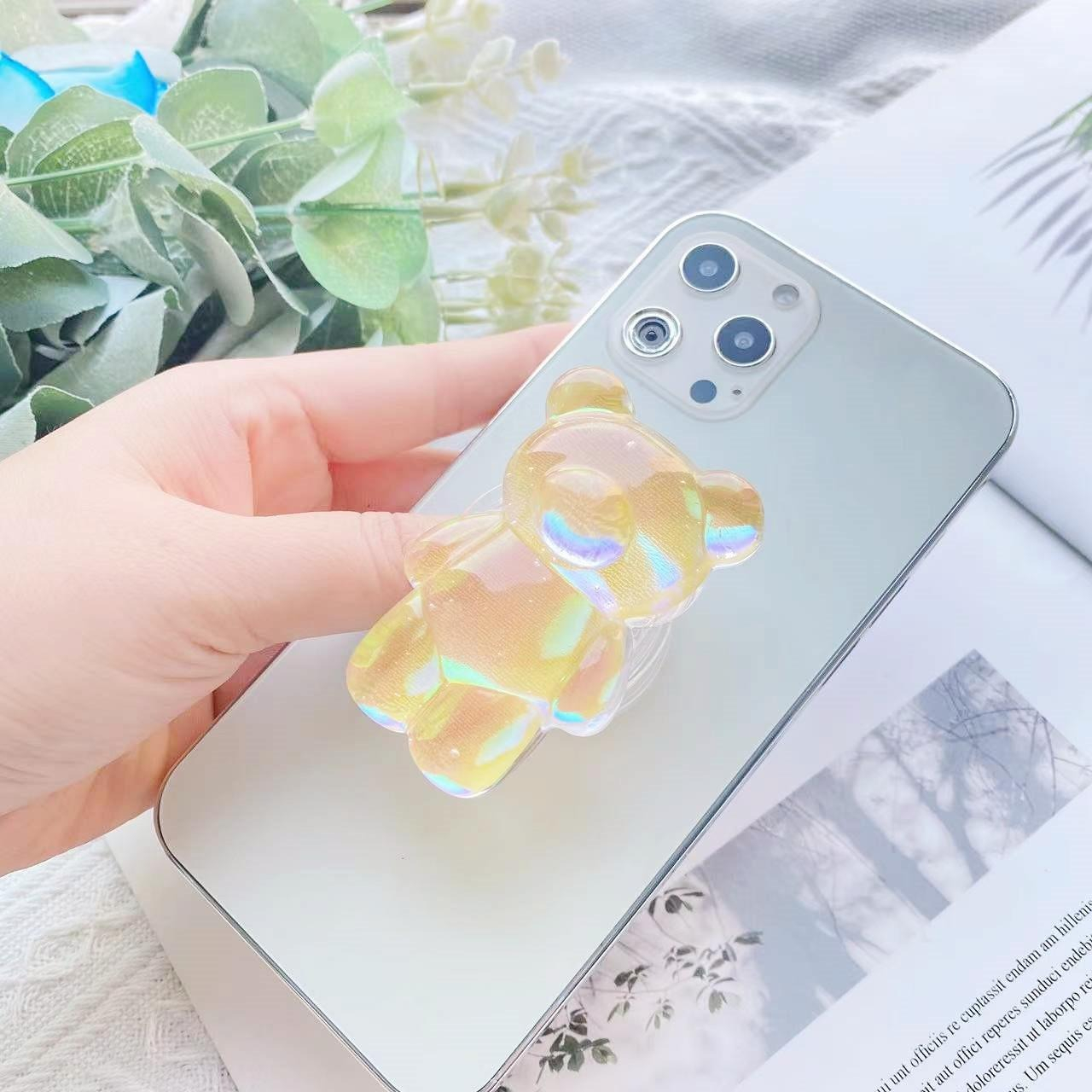 PREMIUM Gummy Bear Jelly Glitter Pop Socket - GRIPTOK 3D DESIGN SUPER CUTE - PHONE HOLDER - PHONE GRIP