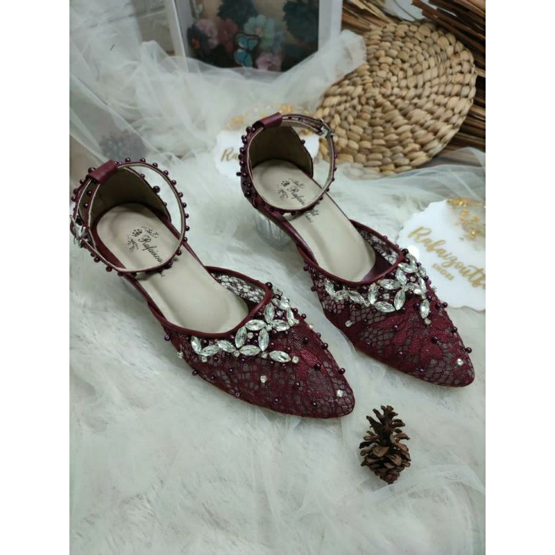 Sepatu wedding Cantik Manda hak 5cm kaca