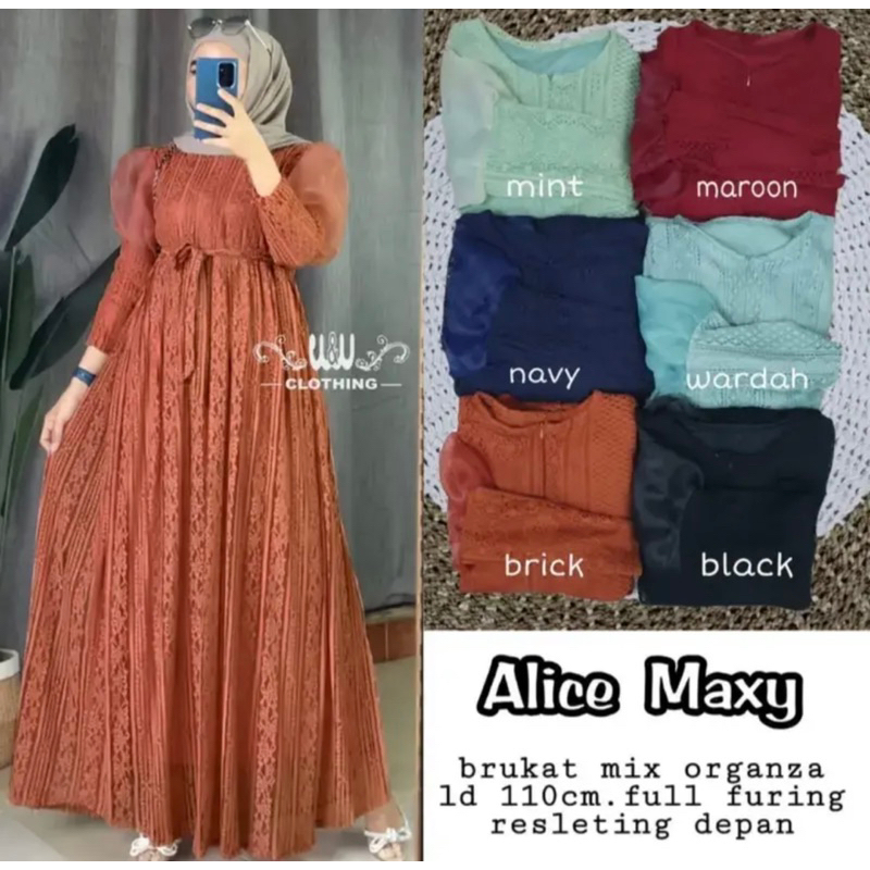 READY ….!!!!! Dress alice maxy mix organza gamis brokat terlaris