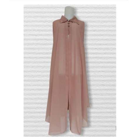 Outer Ceruty Lengan Pendek / Long Cardigan Panjang / Model kancing / Premium - Coksu