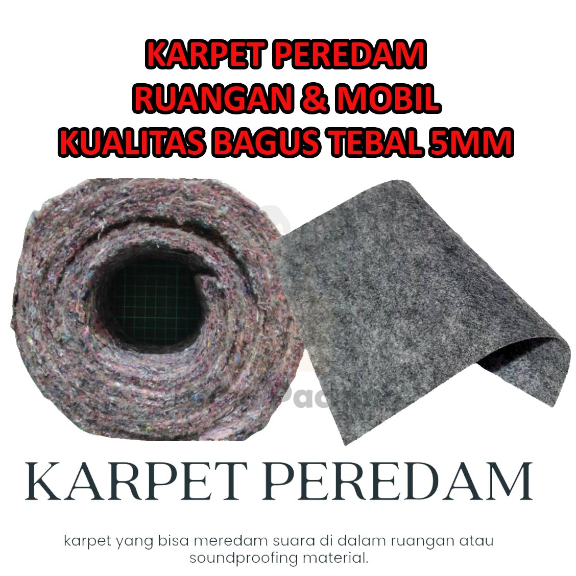 KARPET PEREDAM TEBAL 5MM  - GLASSWOOL TEBAL 5MM - TIKER PEREDAM 5MM  - KARPET PEREDAM METERAN - GLAS