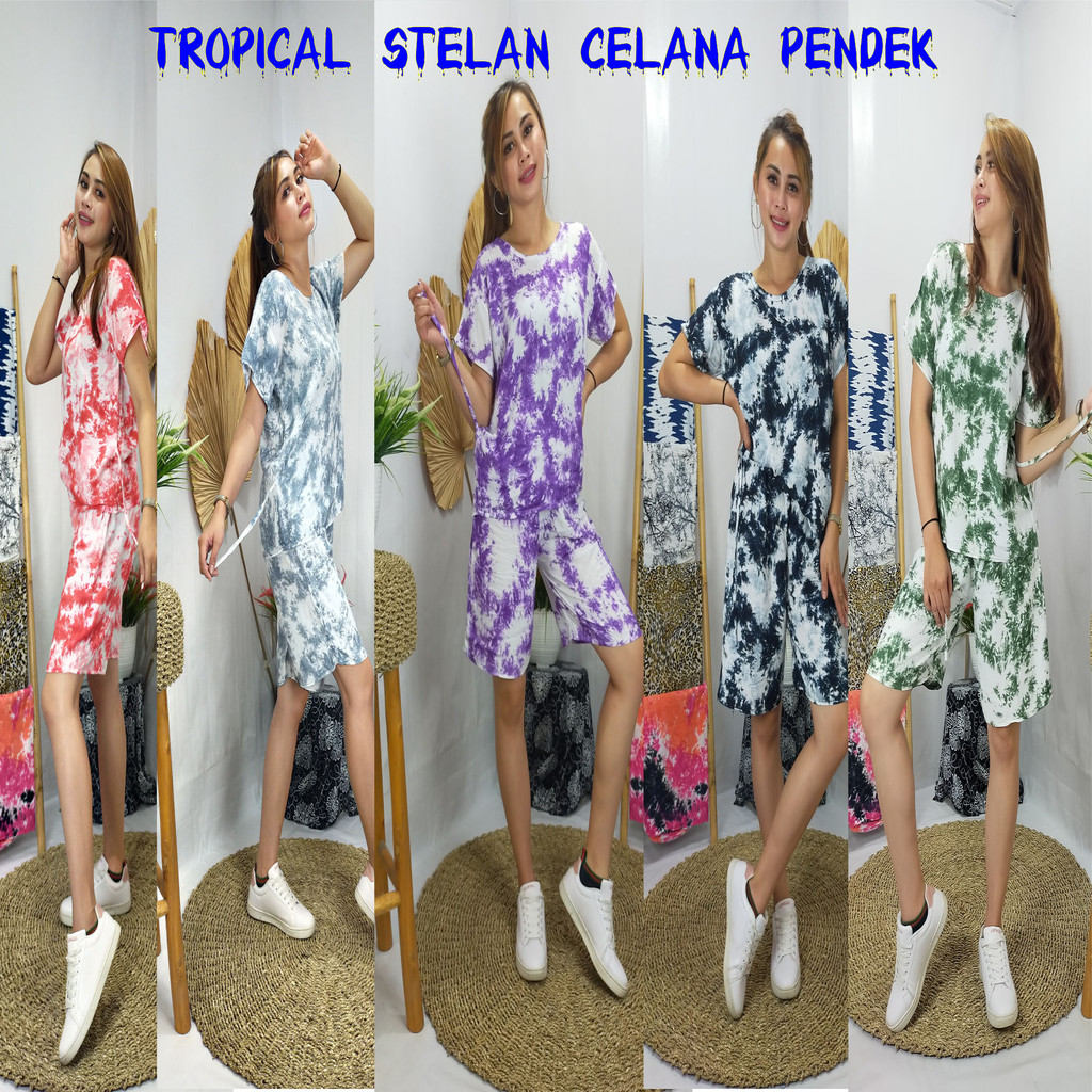 Setelan Pendek Wanita Motif Tiedye Bahan Rayon Premium Untuk Remaja dan Dewasa