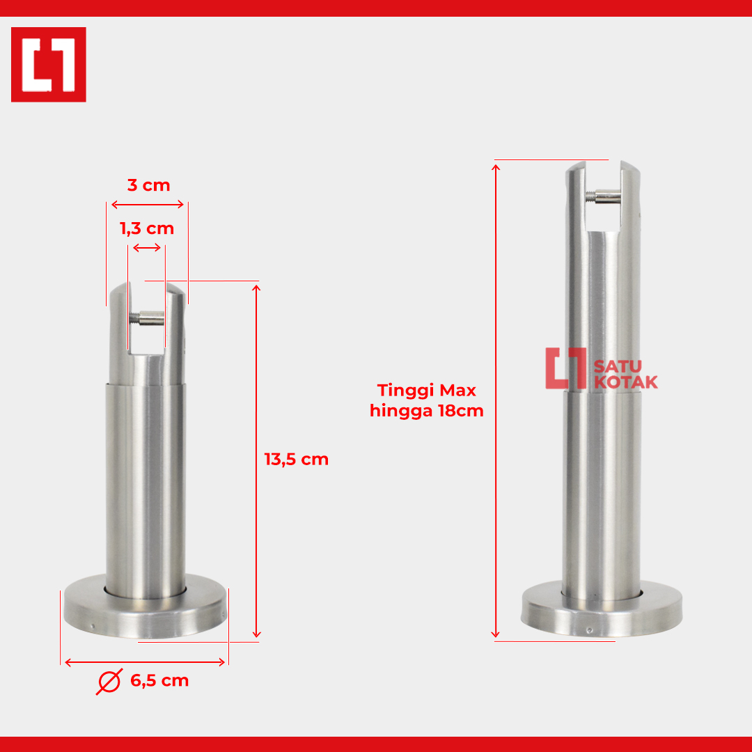 Kaki Cubicle Stainless Stand Leg Adjustable Kamar Mandi Partisi Weldom